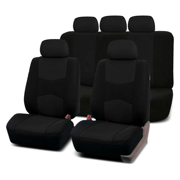  FH Group® - 1st & 2nd Row Multifunctional Flat Cloth 1st & 2nd Row Black Seat Covers