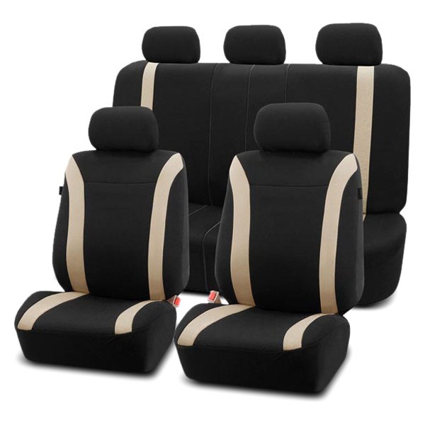  FH Group® - 1st & 2nd Row Cosmopolitan 1st & 2nd Row Black & Beige Seat Covers