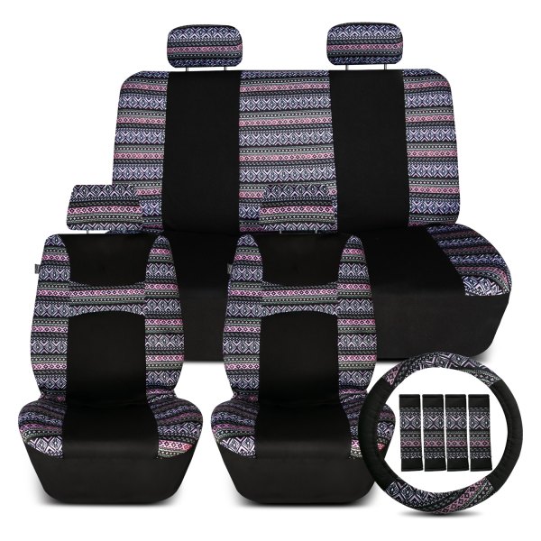  FH Group® - 1st & 2nd Row Mesa57 Southwestern Print 1st & 2nd Row Purple Seat Covers