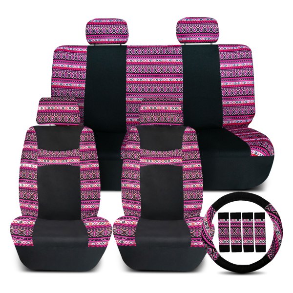  FH Group® - 1st & 2nd Row Mesa57 Southwestern Print 1st & 2nd Row Pink Seat Covers