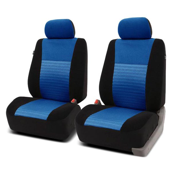  FH Group® - 1st Row Trendy Elegance 3D Air Mesh 1st Row Black & Blue Seat Covers