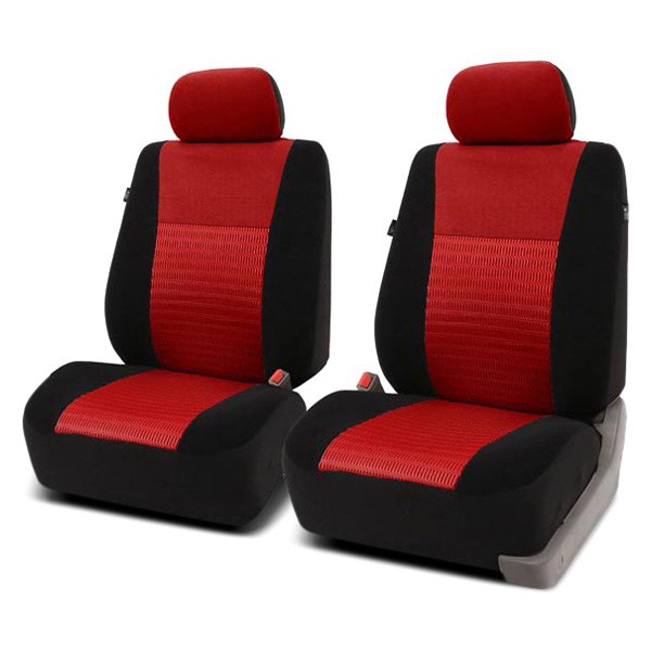  FH Group® - 1st Row Trendy Elegance 3D Air Mesh 1st Row Black & Red Seat Covers