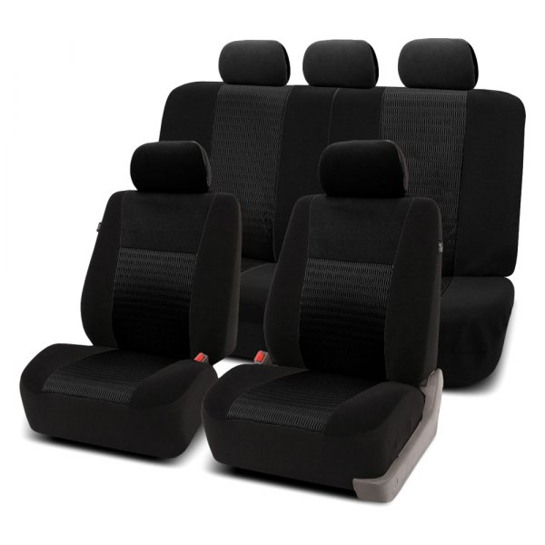  FH Group® - 1st & 2nd Row Trendy Elegance 3D Air Mesh 1st & 2nd Row Black Seat Covers