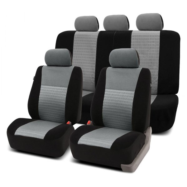  FH Group® - 1st & 2nd Row Trendy Elegance 3D Air Mesh 1st & 2nd Row Black & Gray Seat Covers