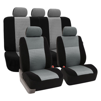 FH Group® - Trendy Elegance 3D Air Mesh 1st & 2nd Row Black & Gray Seat Covers