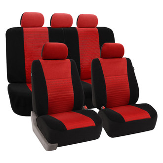 FH Group® - Trendy Elegance 3D Air Mesh 1st & 2nd Row Black & Red Seat Covers