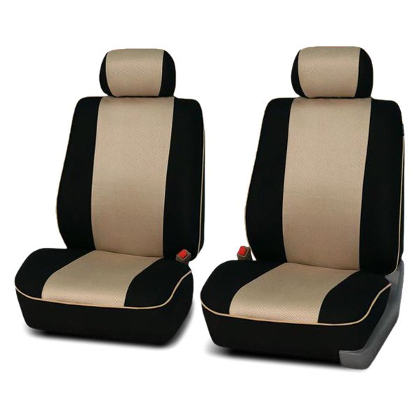  FH Group® - 1st Row Edgy Piping 1st Row Black & Beige Seat Covers