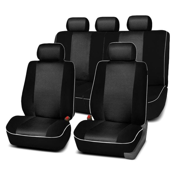  FH Group® - 1st & 2nd Row Edgy Piping 1st & 2nd Row Black Seat Covers