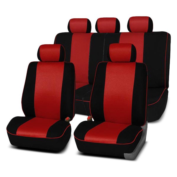  FH Group® - 1st & 2nd Row Edgy Piping 1st & 2nd Row Black & Red Seat Covers