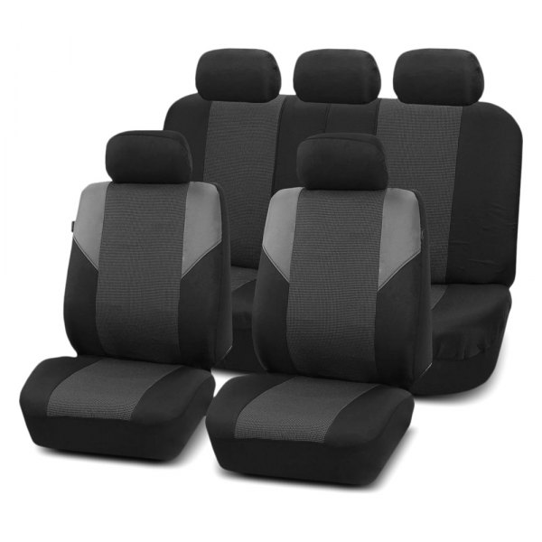  FH Group® - 1st & 2nd Row Timeless Cross Weave 1st & 2nd Row Black & Gray Seat Cover