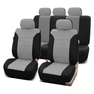 FH Group® - Classic Khaki 1st & 2nd Row Black & Gray Seat Covers