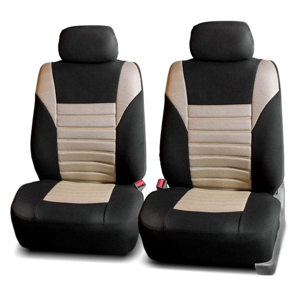  FH Group® - 1st Row Premium 3D Air Mesh 1st Row Black & Beige Seat Covers