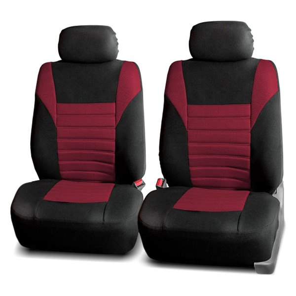  FH Group® - 1st Row Premium 3D Air Mesh 1st Row Black & Burgundy Seat Covers