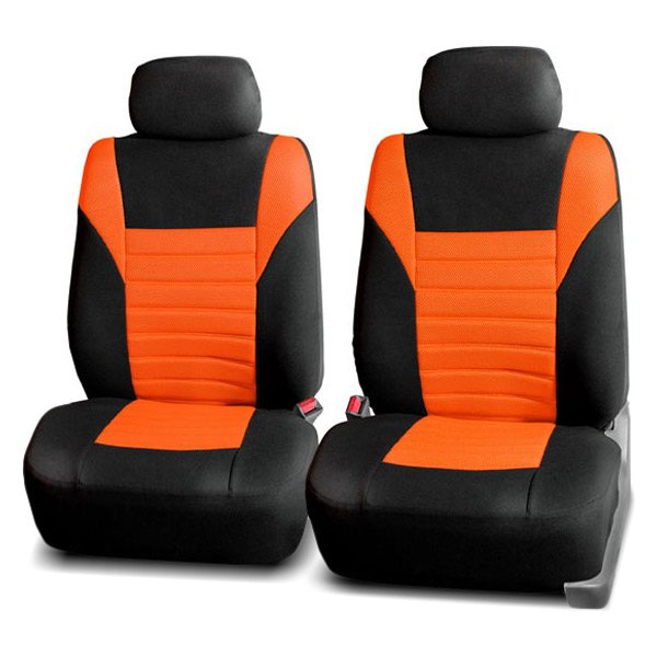  FH Group® - 1st Row Premium 3D Air Mesh 1st Row Black & Orange Seat Covers