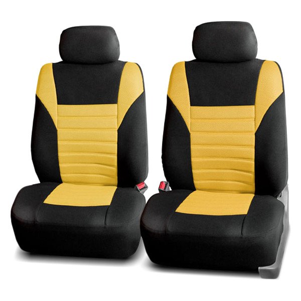  FH Group® - 1st Row Premium 3D Air Mesh 1st Row Black & Yellow Seat Covers