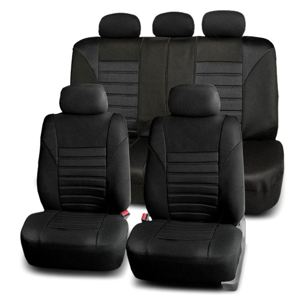  FH Group® - 1st & 2nd Row Premium 3D Air Mesh 1st & 2nd Row Black Seat Covers
