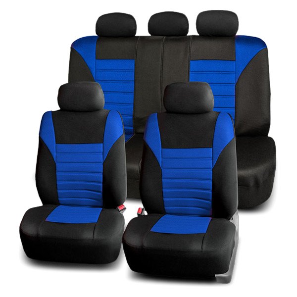  FH Group® - 1st & 2nd Row Premium 3D Air Mesh 1st & 2nd Row Black & Blue Seat Covers