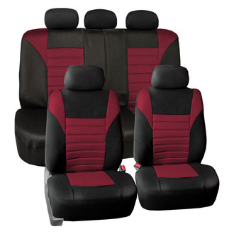 FH Group® - Premium 3D Air Mesh 1st & 2nd Row Black & Burgundy Seat Covers