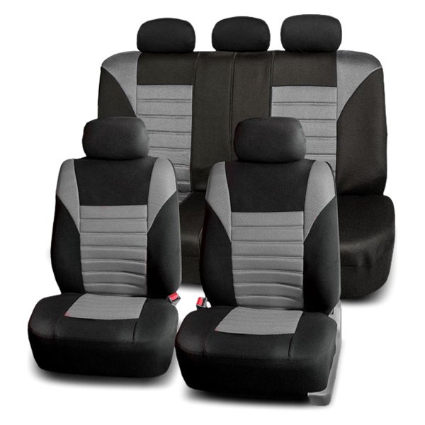  FH Group® - 1st & 2nd Row Premium 3D Air Mesh 1st & 2nd Row Black & Gray Seat Covers
