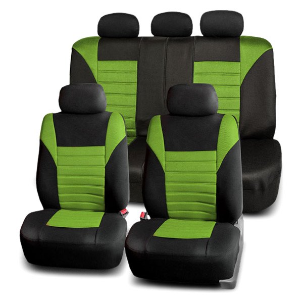  FH Group® - 1st & 2nd Row Premium 3D Air Mesh 1st & 2nd Row Black & Green Seat Covers