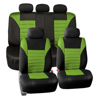 FH Group® - Premium 3D Air Mesh 1st & 2nd Row Black & Green Seat Covers