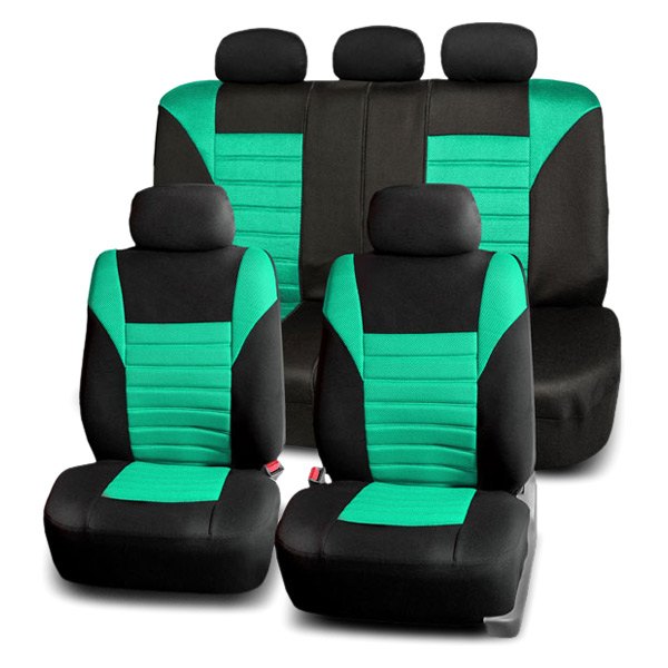  FH Group® - 1st & 2nd Row Premium 3D Air Mesh 1st & 2nd Row Black & Mint Seat Covers