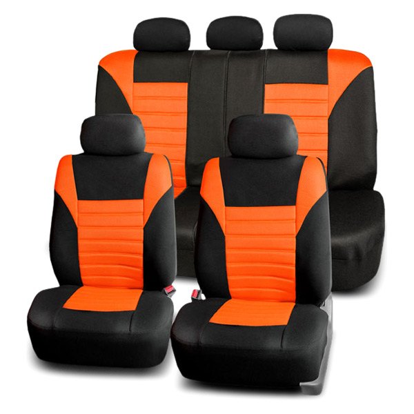  FH Group® - 1st & 2nd Row Premium 3D Air Mesh 1st & 2nd Row Black & Orange Seat Covers
