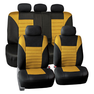 FH Group® - Premium 3D Air Mesh 1st & 2nd Row Black & Yellow Seat Covers
