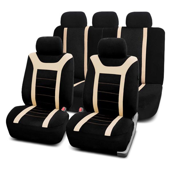  FH Group® - 1st & 2nd Row Sports 1st & 2nd Row Black & Beige Seat Covers