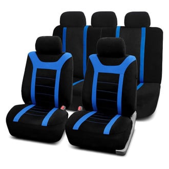 FH Group® - Sports 1st & 2nd Row Black & Blue Seat Covers