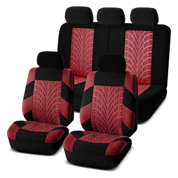  FH Group® - 1st & 2nd Row Travel Master 1st & 2nd Row Black & Burgundy Seat Covers
