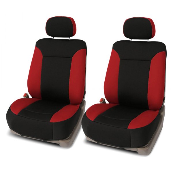  FH Group® - Ultimate NeoSupreme Quality 1st Row Black & Red Seat Cushions