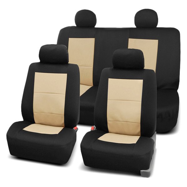  FH Group® - 1st & 2nd Row Premium Waterproof 1st & 2nd Row Black & Beige Seat Covers