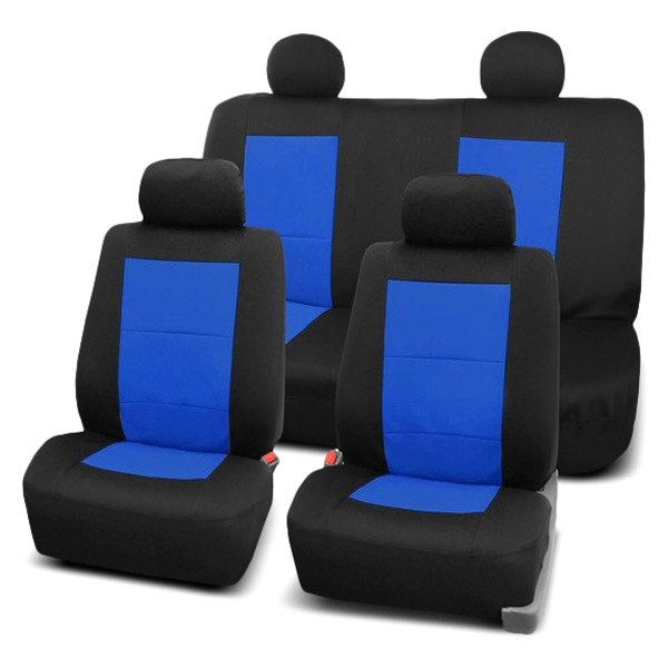  FH Group® - 1st & 2nd Row Premium Waterproof 1st & 2nd Row Black & Blue Seat Covers