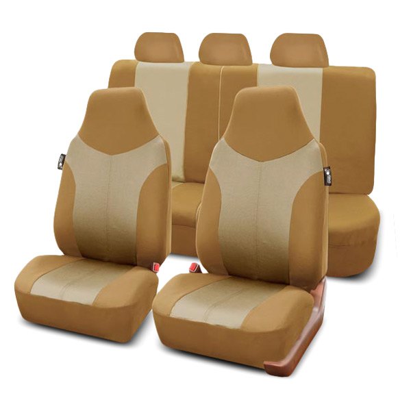  FH Group® - 1st & 2nd Row Supreme Twill 1st & 2nd Row Beige & Tan Seat Covers