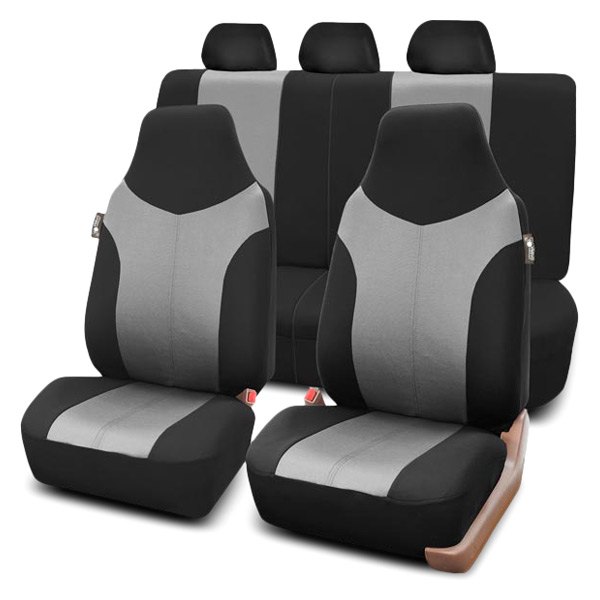  FH Group® - 1st & 2nd Row Supreme Twill 1st & 2nd Row Gray & Black Seat Covers