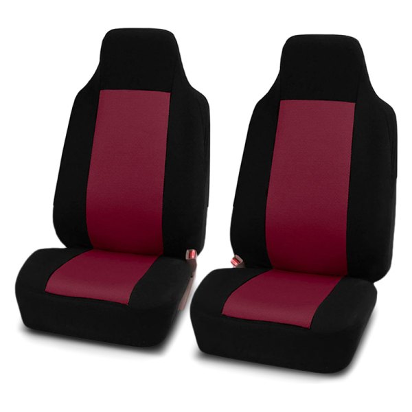  FH Group® - 1st Row Classic Cloth 1st Row Black & Burgundy Seat Covers