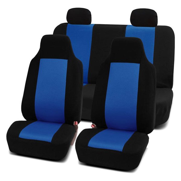 FH Group® - 1st & 2nd Row Classic Cloth 1st & 2nd Row Black & Blue Seat Covers