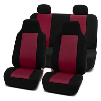 FH Group® - Classic Cloth 1st & 2nd Row Black & Burgundy Seat Covers