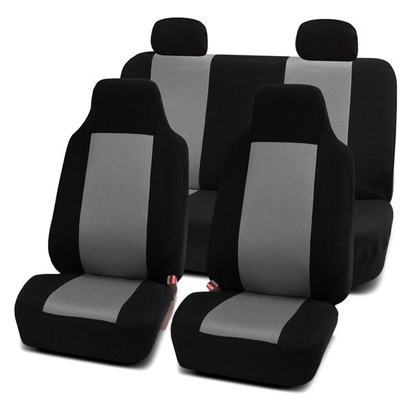  FH Group® - 1st & 2nd Row Classic Cloth 1st & 2nd Row Black & Gray Seat Covers
