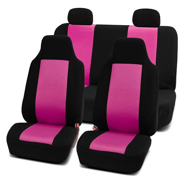  FH Group® - 1st & 2nd Row Classic Cloth 1st & 2nd Row Black & Pink Seat Covers