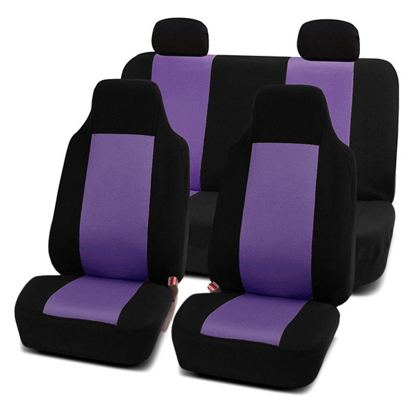  FH Group® - 1st & 2nd Row Classic Cloth 1st & 2nd Row Black & Purple Seat Covers