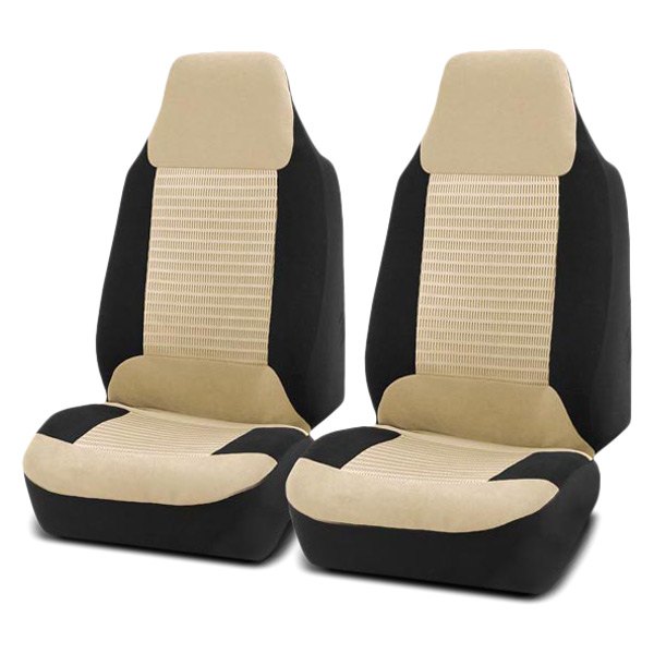  FH Group® - 1st Row Premium Fabric 1st Row Black & Beige Seat Covers