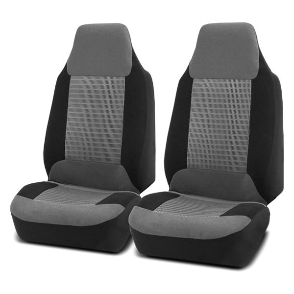 FH Group® - 1st Row Premium Fabric 1st Row Black & Gray Seat Covers