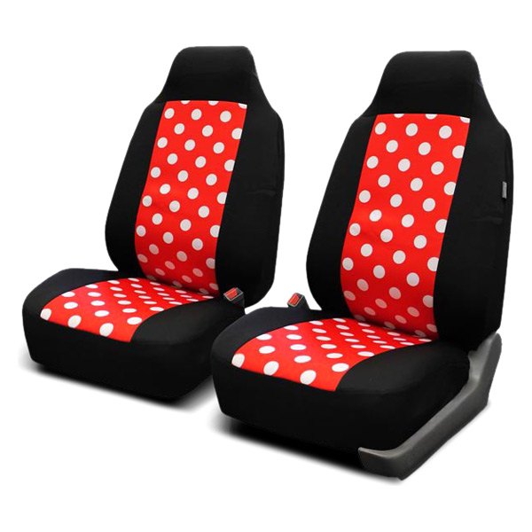  FH Group® - 1st Row Polka Dot Flat Cloth 1st Row Black & Red Seat Covers