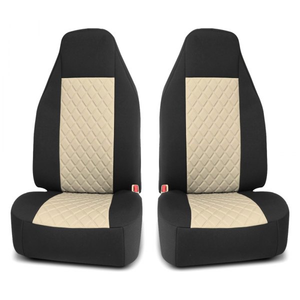  FH Group® - 1st Row Neosupreme Deluxe 1st Row Black & Beige Seat Cushions