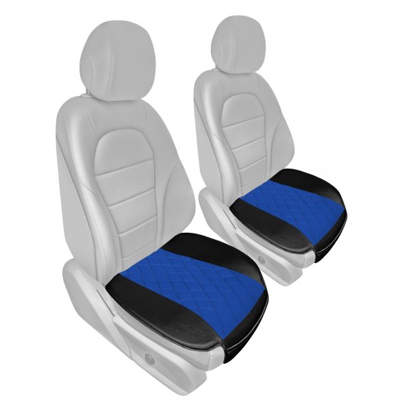  FH Group® - Faux Leather and NeoSupreme 1st Row Black & Blue Seat Cushion Pads