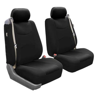 FH Group® - Flat Cloth All-Purpose Built-In Seatbelt 1st Row Black Seat Covers