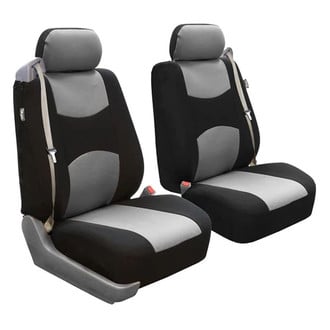 FH Group® - Flat Cloth All-Purpose Built-In Seatbelt 1st Row Gray Seat Covers