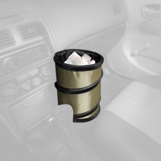 FH Group Auto Car Portable Collapsible Trash Can, Universal Car Garbage Bin,  Compact Size, Durable, Leakproof & Waterproof - Beige Large 